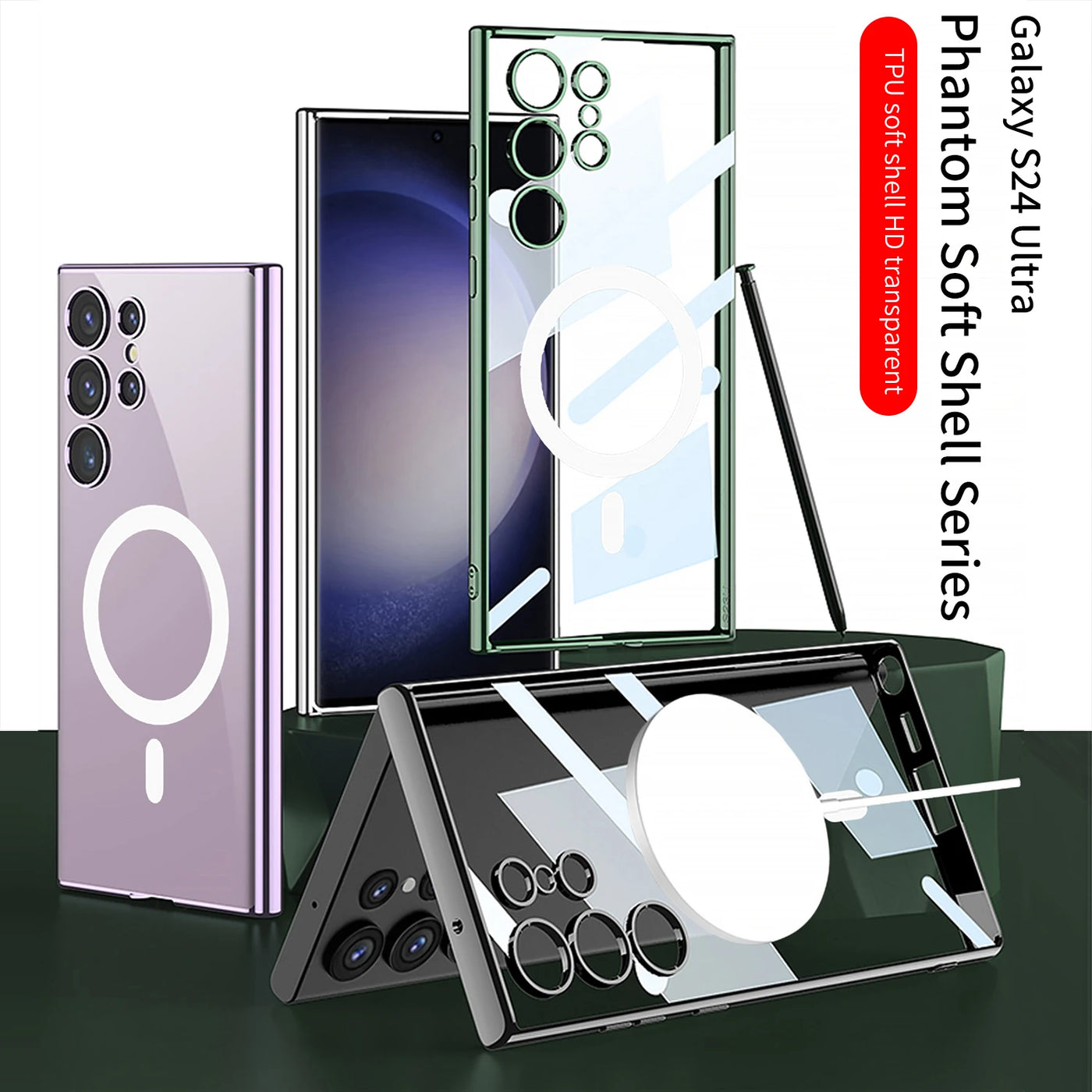 Transparent Magnetic Wireless Charging Case For Samsung Galaxy 24 Series - S Ultra Case