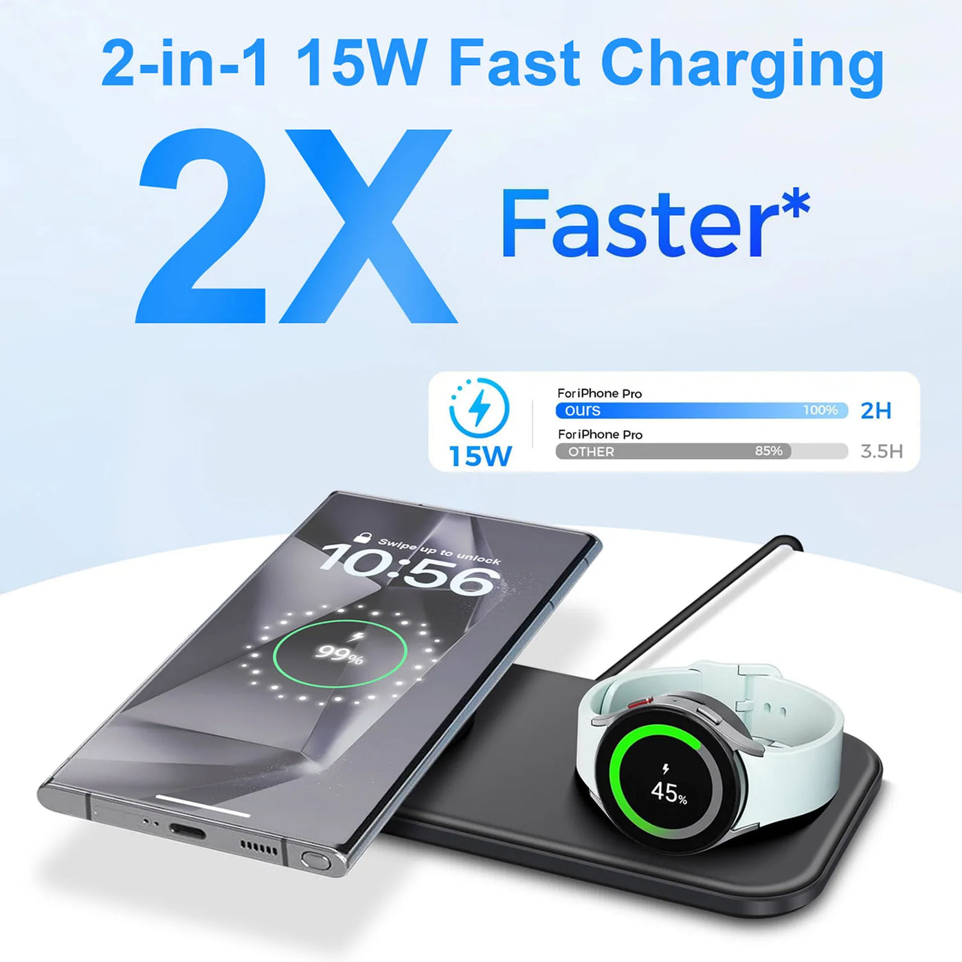 2 in 1 Wireless Charging Station