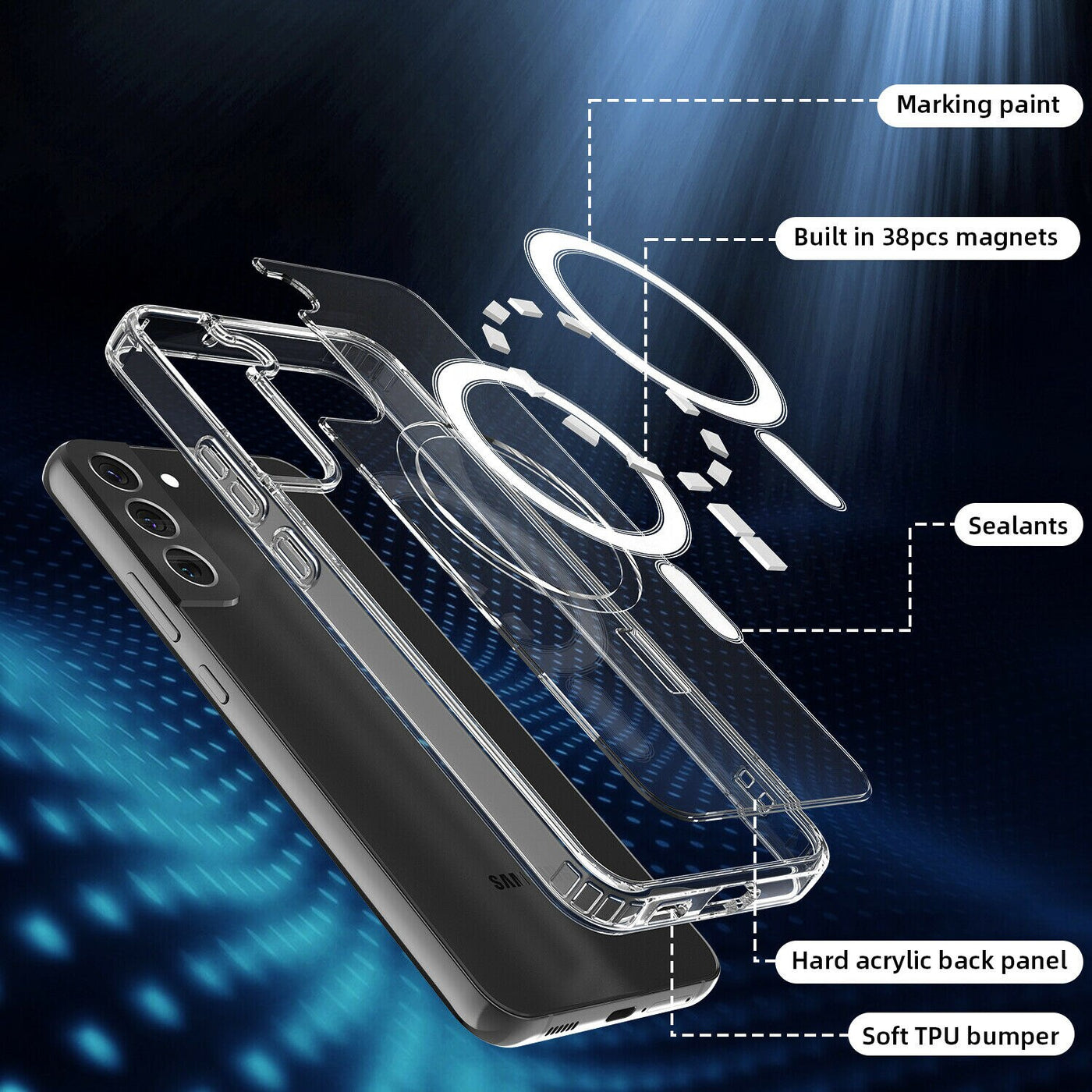 Transparent Magnetic Wireless Charging Case For Samsung S23 Series - S Ultra Case